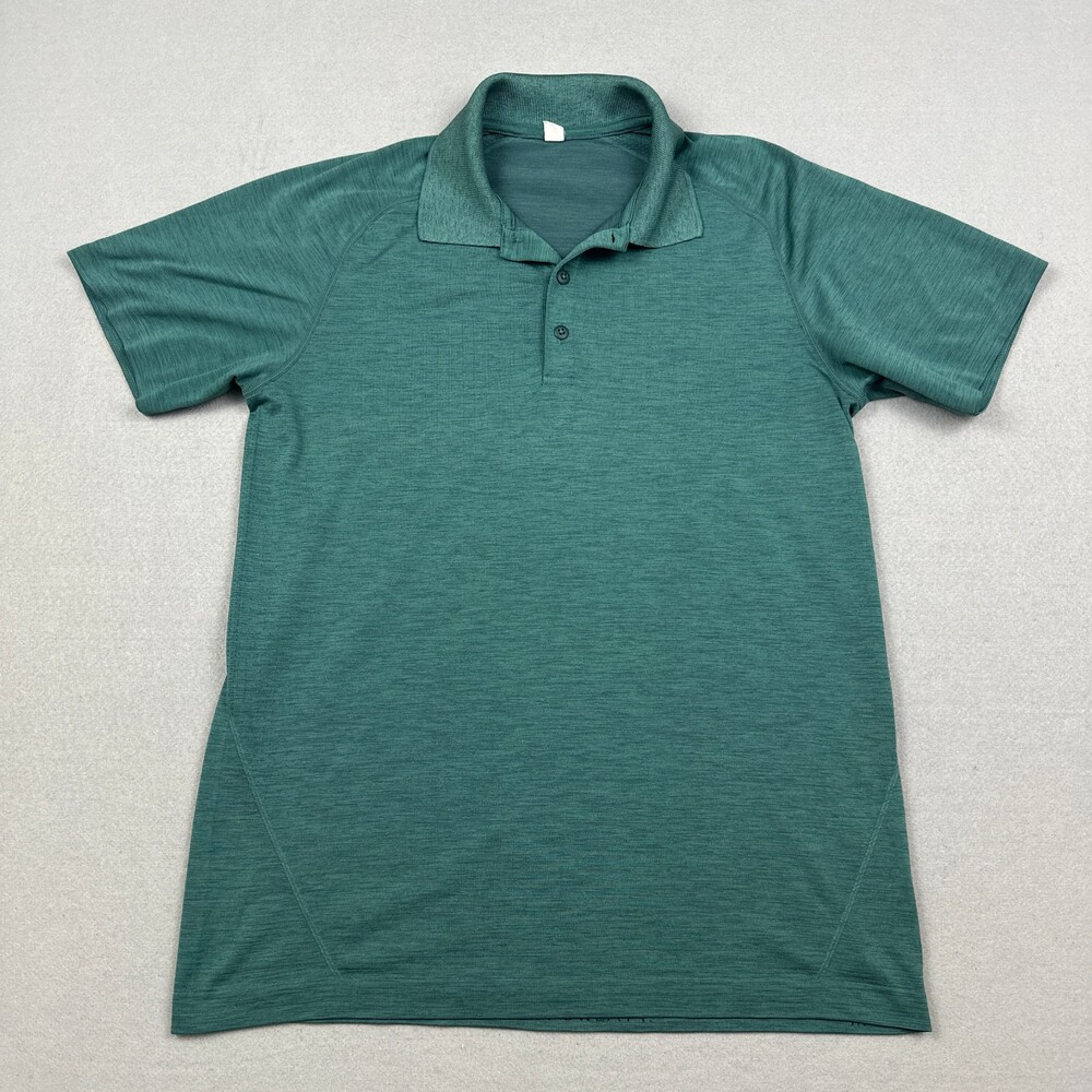 Lululemon Polo Shirt Men Medium Green Heather Performance Golf Athletic Stretch